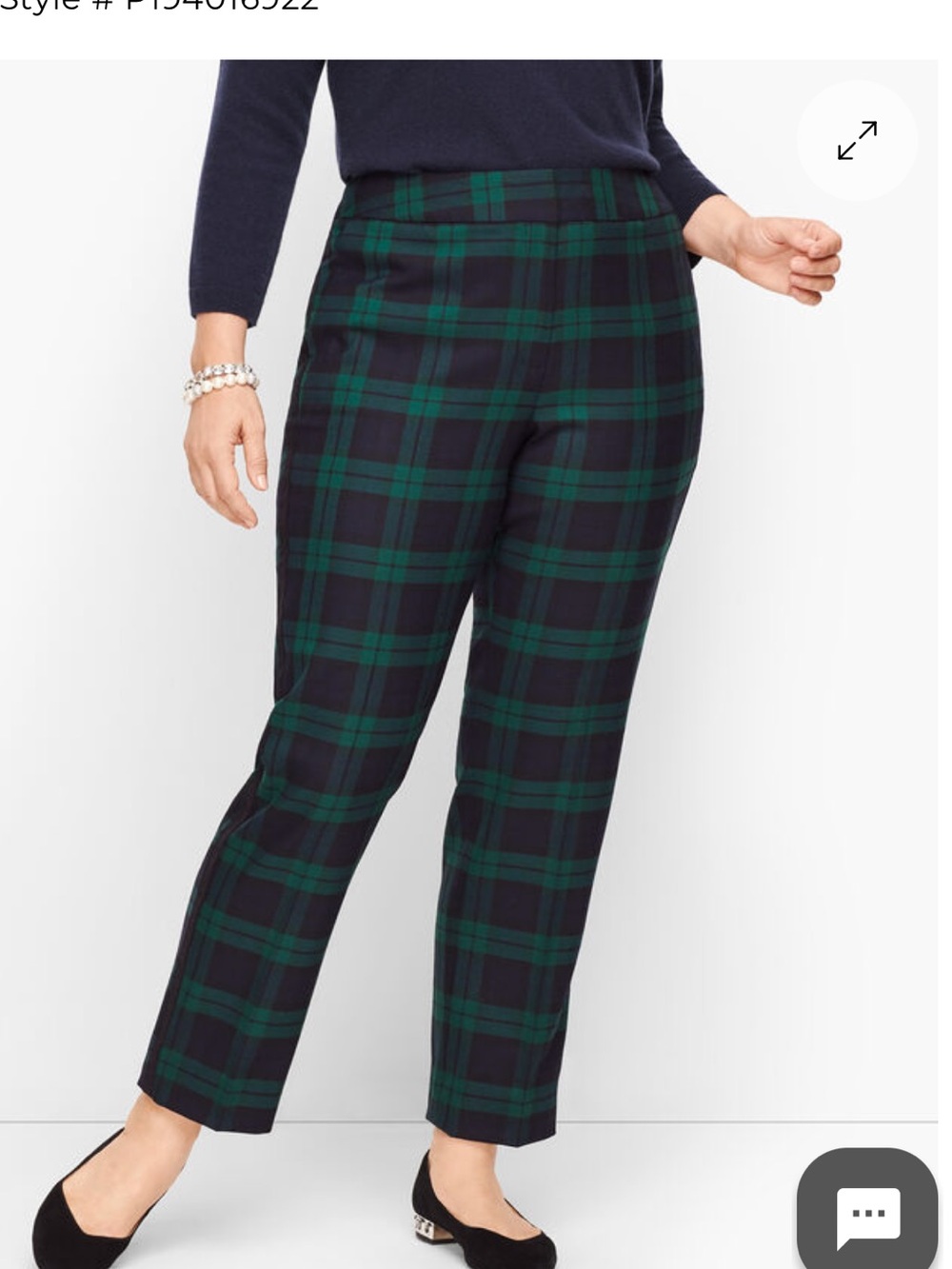 Talbots Plus petite Black Watch Plaid Ankle Pants - worn a few times
